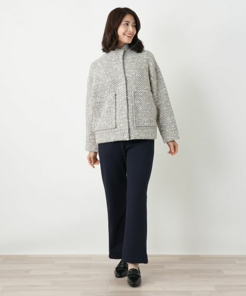 Leilian / レリアン テーラードジャケット | ヘリンボーン比翼ジャケット | 詳細1