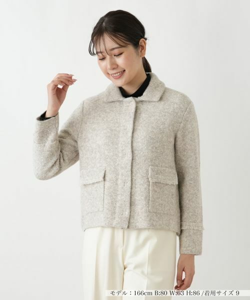 Leilian/レリアン ステンカラーニットジャケット ベージュ 9(M) Leilian/レリアン ステンカラーニットジャケット ベージュ 9(M)