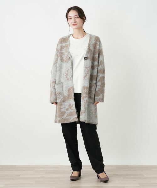 Leilian / レリアン テーラードジャケット | 花柄Vネックニットジャケット【BIANCA LANCIA】 | 詳細1