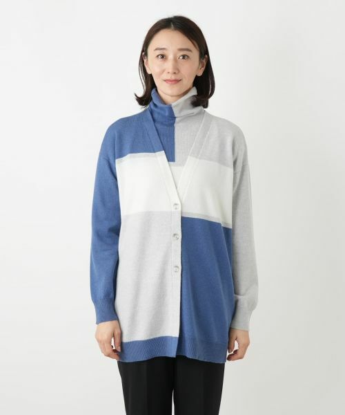 Leilian / レリアン カーディガン・ボレロ | カラーブロックカーディガン【HAND】 | 詳細7