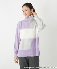 Leilian / レリアン ニット・セーター | カラーブロックハイネックニット【HAND】