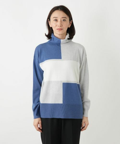 Leilian / レリアン ニット・セーター | カラーブロックハイネックニット【HAND】 | 詳細7