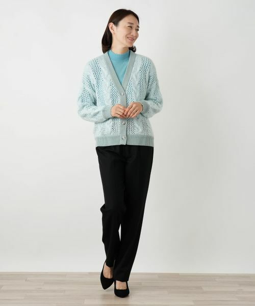 Leilian / レリアン カーディガン・ボレロ | 編地切替ニットカーディガン【HAND】 | 詳細1