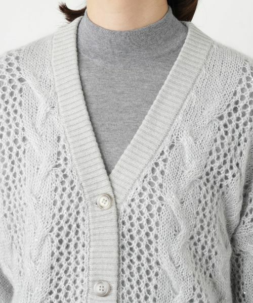 Leilian / レリアン カーディガン・ボレロ | 編地切替ニットカーディガン【HAND】 | 詳細10