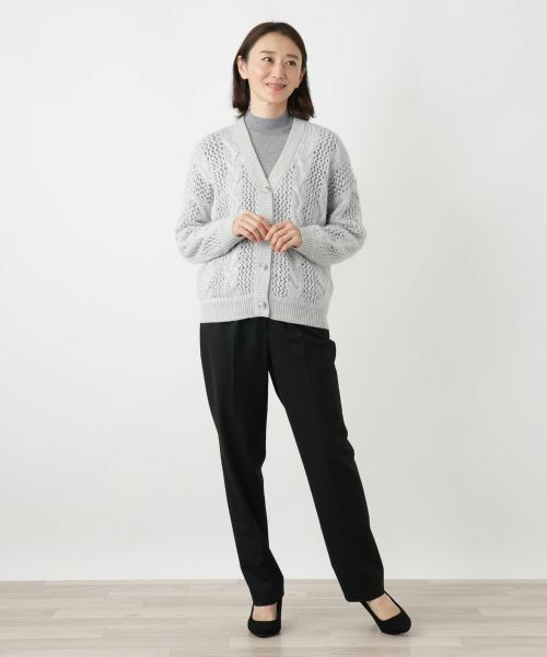 Leilian / レリアン カーディガン・ボレロ | 編地切替ニットカーディガン【HAND】 | 詳細4