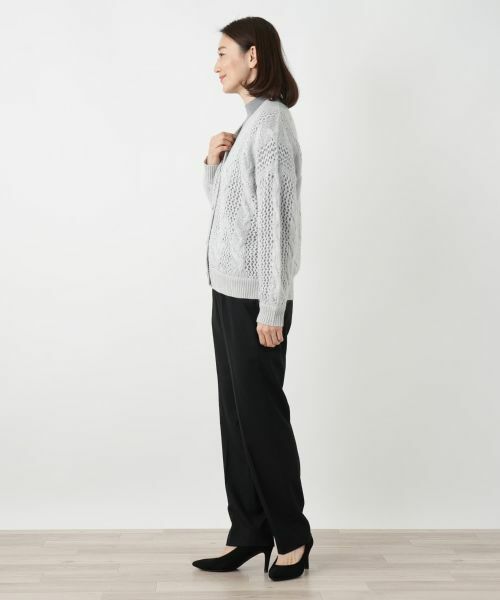 Leilian / レリアン カーディガン・ボレロ | 編地切替ニットカーディガン【HAND】 | 詳細5