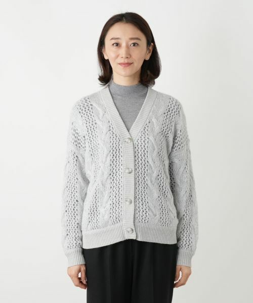 Leilian / レリアン カーディガン・ボレロ | 編地切替ニットカーディガン【HAND】 | 詳細7