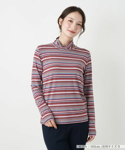 Leilian/レリアン マルチボーダーハイネックカットソー【BIANCA LANCIA】 ロイヤルブルー 11(L) Leilian/レリアン マルチボーダーハイネックカットソー【BIANCA LANCIA】 ロイヤルブルー 11(L)