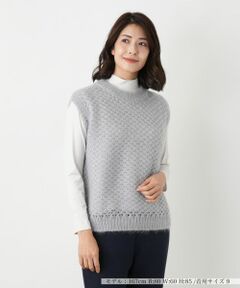 Leilian / レリアン テーラードジャケット | 格子編みニットベスト