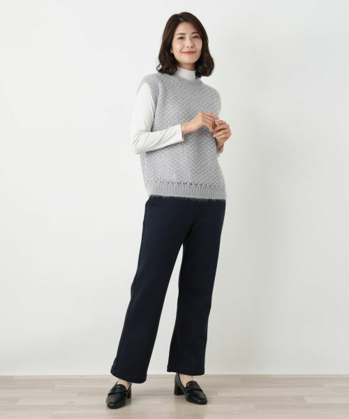 Leilian / レリアン テーラードジャケット | 格子編みニットベスト | 詳細1