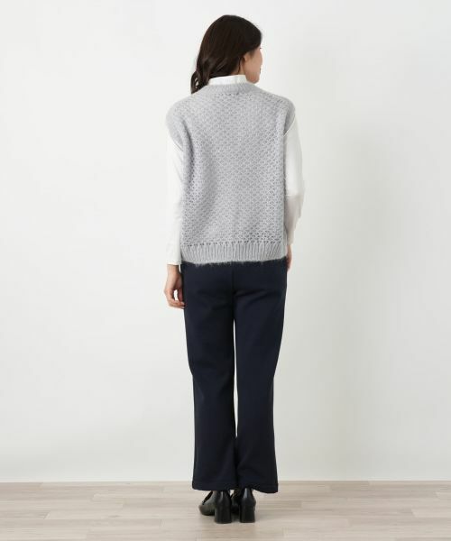 Leilian / レリアン テーラードジャケット | 格子編みニットベスト | 詳細3
