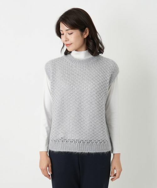 Leilian / レリアン テーラードジャケット | 格子編みニットベスト | 詳細4