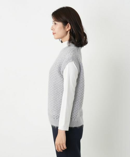 Leilian / レリアン テーラードジャケット | 格子編みニットベスト | 詳細5