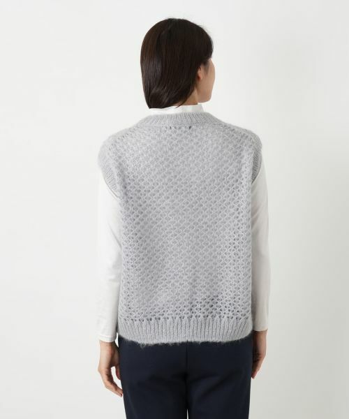 Leilian / レリアン テーラードジャケット | 格子編みニットベスト | 詳細6