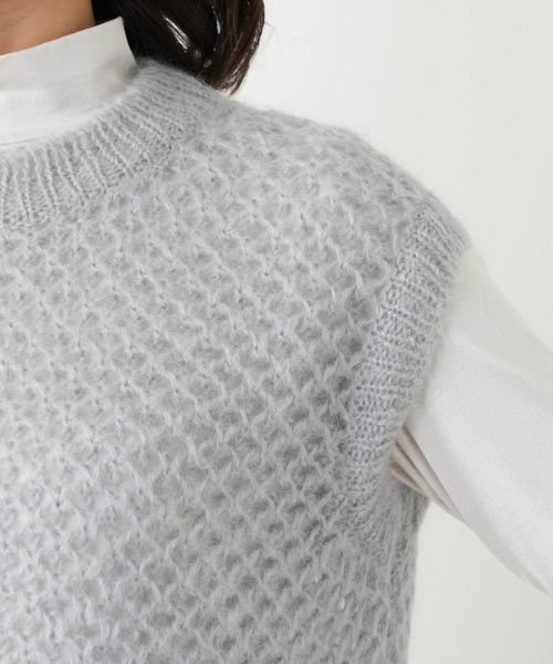 Leilian / レリアン テーラードジャケット | 格子編みニットベスト | 詳細9