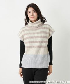 Leilian / レリアン テーラードジャケット | カシミヤ混ボーダー切替ニットベスト