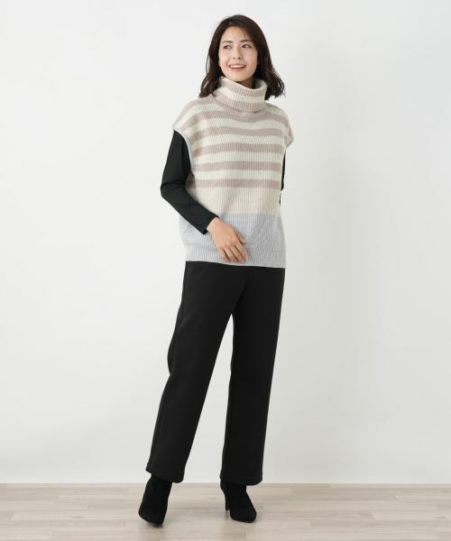Leilian / レリアン テーラードジャケット | カシミヤ混ボーダー切替ニットベスト | 詳細1