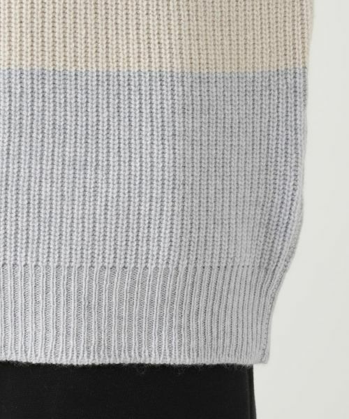 Leilian / レリアン テーラードジャケット | カシミヤ混ボーダー切替ニットベスト | 詳細10
