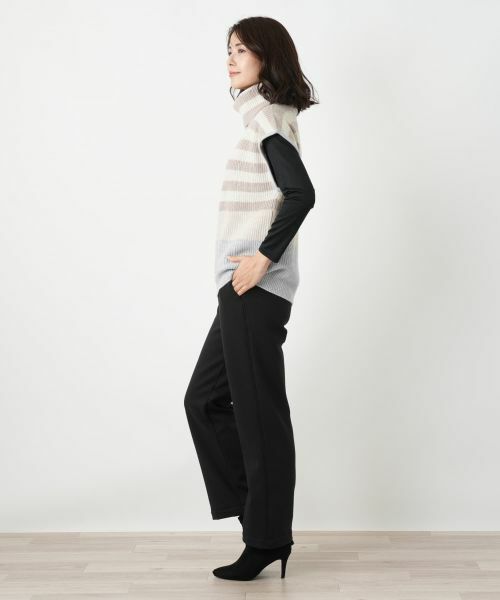 Leilian / レリアン テーラードジャケット | カシミヤ混ボーダー切替ニットベスト | 詳細2