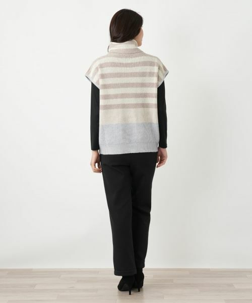 Leilian / レリアン テーラードジャケット | カシミヤ混ボーダー切替ニットベスト | 詳細3