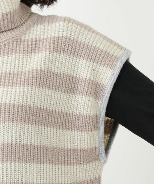 Leilian / レリアン テーラードジャケット | カシミヤ混ボーダー切替ニットベスト | 詳細9