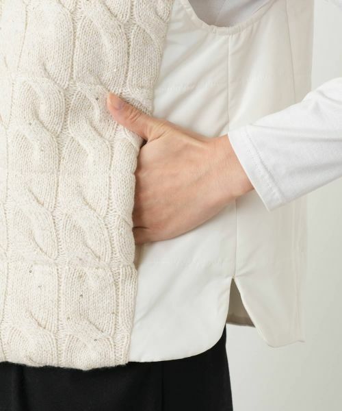 Leilian / レリアン テーラードジャケット | ケーブルニット切替ハイネックベスト | 詳細10