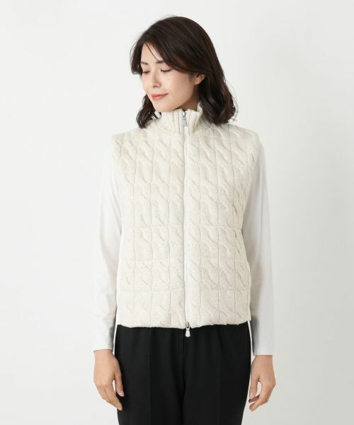 Leilian / レリアン テーラードジャケット | ケーブルニット切替ハイネックベスト | 詳細4