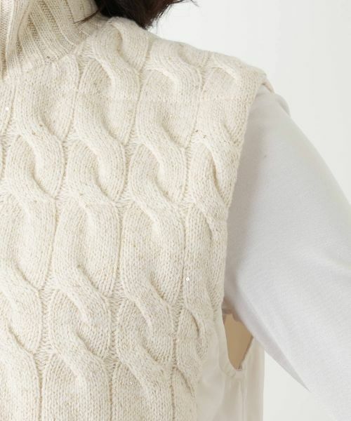 Leilian / レリアン テーラードジャケット | ケーブルニット切替ハイネックベスト | 詳細9