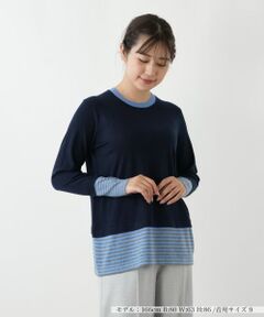 Leilian / レリアン ニット・セーター | ボーダー切替クルーネックニット【Leilian WHITE LABEL】