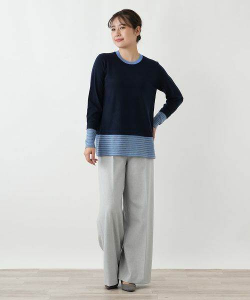 Leilian / レリアン ニット・セーター | ボーダー切替クルーネックニット【Leilian WHITE LABEL】 | 詳細1