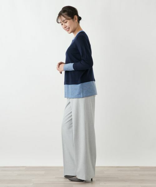 Leilian / レリアン ニット・セーター | ボーダー切替クルーネックニット【Leilian WHITE LABEL】 | 詳細2