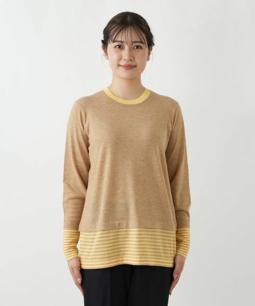 Leilian / レリアン ニット・セーター | ボーダー切替クルーネックニット【Leilian WHITE LABEL】 | 詳細7