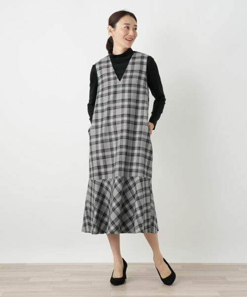 Leilian / レリアン ロング・マキシ丈ワンピース | チェックジャンパースカート【Leilian WHITE LABEL】 | 詳細1