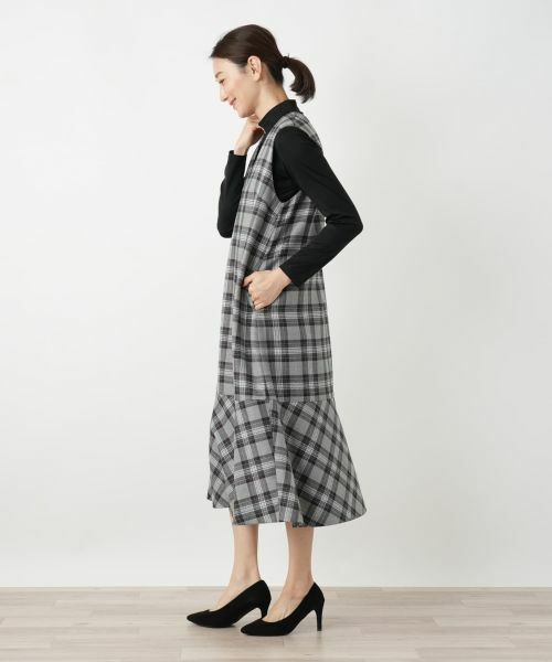Leilian / レリアン ロング・マキシ丈ワンピース | チェックジャンパースカート【Leilian WHITE LABEL】 | 詳細2