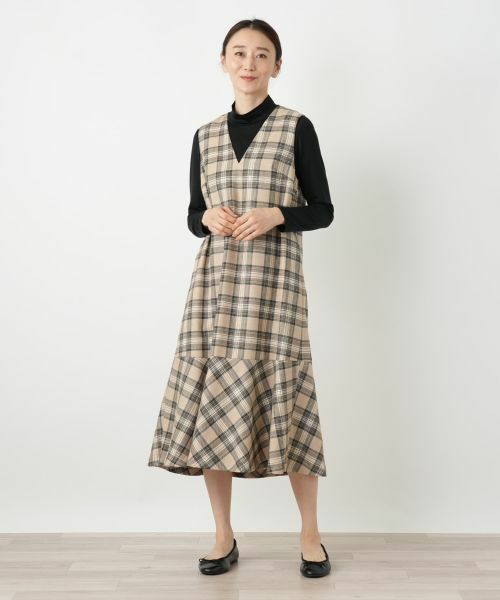 Leilian / レリアン ロング・マキシ丈ワンピース | チェックジャンパースカート【Leilian WHITE LABEL】 | 詳細4