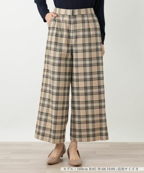 Leilian / レリアン その他パンツ | チェックワイドパンツ【Leilian WHITE LABEL】(キャメル系)