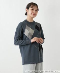 Leilian / レリアン ニット・セーター | アーガイル柄クルーネックニット【Leilian WHITE LABEL】