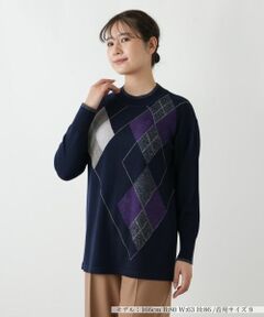 Leilian / レリアン ニット・セーター | アーガイル柄クルーネックニット【Leilian WHITE LABEL】