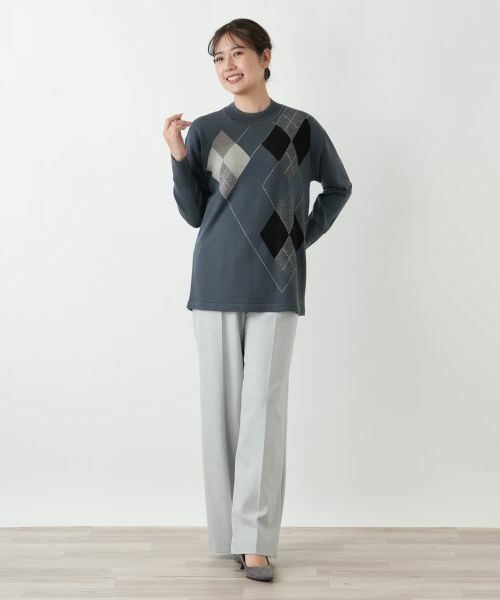 Leilian / レリアン ニット・セーター | アーガイル柄クルーネックニット【Leilian WHITE LABEL】 | 詳細1