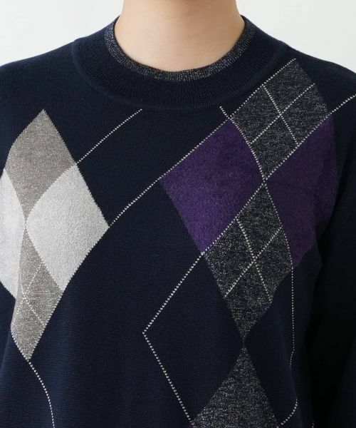 Leilian / レリアン ニット・セーター | アーガイル柄クルーネックニット【Leilian WHITE LABEL】 | 詳細10