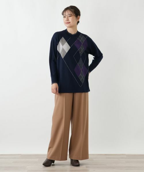 Leilian / レリアン ニット・セーター | アーガイル柄クルーネックニット【Leilian WHITE LABEL】 | 詳細4