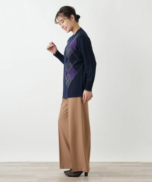 Leilian / レリアン ニット・セーター | アーガイル柄クルーネックニット【Leilian WHITE LABEL】 | 詳細5