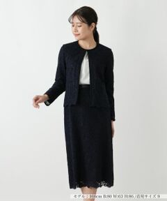 Leilian / レリアン セットアップ | 総レースノーカラースーツ【セレモニー】【Leilian WHITE LABEL】