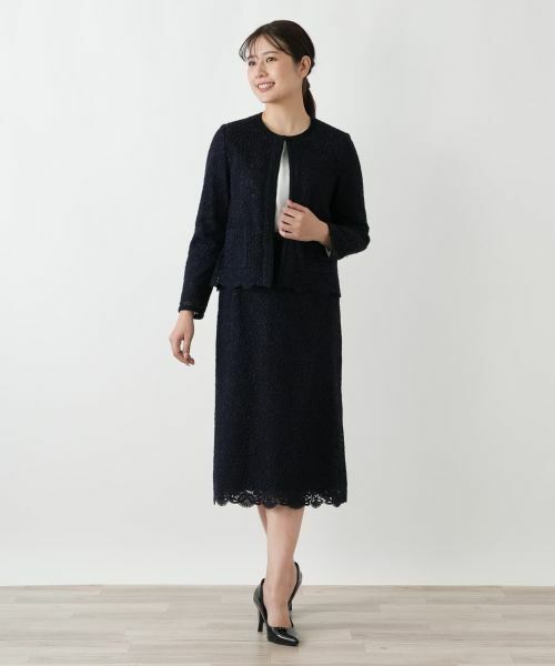 Leilian / レリアン セットアップ | 総レースノーカラースーツ【セレモニー】【Leilian WHITE LABEL】 | 詳細1