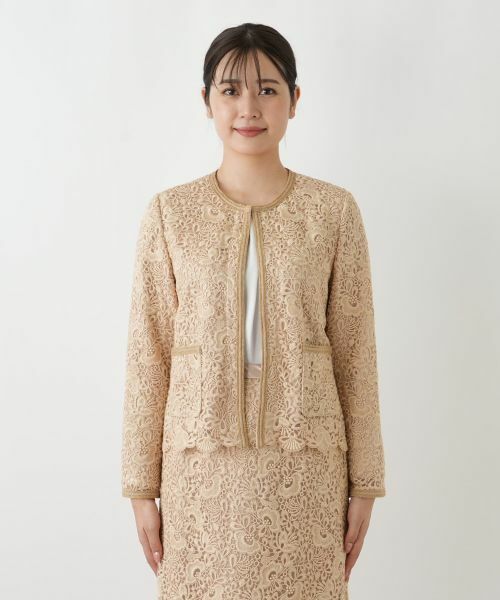 Leilian / レリアン セットアップ | 総レースノーカラースーツ【セレモニー】【Leilian WHITE LABEL】 | 詳細10