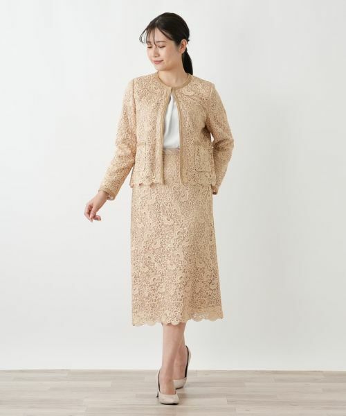 Leilian / レリアン セットアップ | 総レースノーカラースーツ【セレモニー】【Leilian WHITE LABEL】 | 詳細7