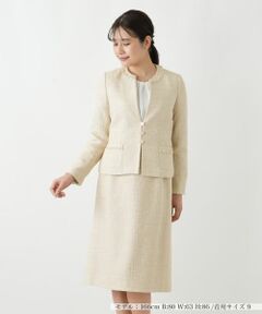 Leilian / レリアン セットアップ | ノーカラーツイード風スーツ【セレモニー】【Leilian WHITE LABEL】