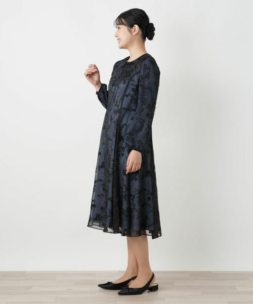 Leilian / レリアン ドレス | 透かし花柄レイヤードワンピース【セレモニー】【Leilian WHITE LABEL】 | 詳細2