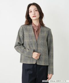 Leilian / レリアン テーラードジャケット | グレンチェックノーカラージャケット