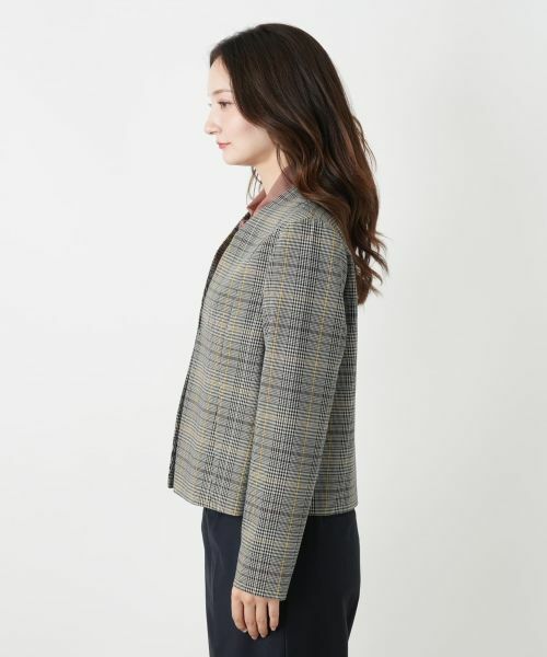 Leilian / レリアン テーラードジャケット | グレンチェックノーカラージャケット | 詳細5